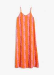 Sukienka na ramiączkach z lejącej wiskozy. Brązowe sukienki bonprix, na lato, bez wzorów, z tkaniny, bez kołnierzyka, bez ramiączek, maxi. Za 159.99 zł.