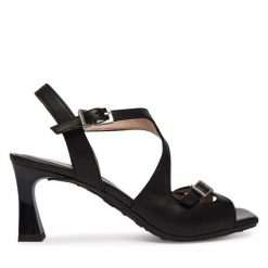 Sandały Hispanitas. Czarne sandały Hispanitas, bez wzorów, bez obcasa, na słupku, bez zapięcia. Za 619.99 zł.