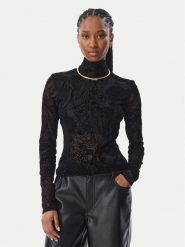 Just Cavalli Bluzka 81PAH617 JS569 Czarny Slim Fit. Czarne bluzki Just Cavalli, s, bez wzorów, z syntetyku, bez kołnierzyka, bez ramiączek. Za 594.99 zł.