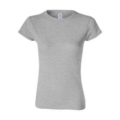 Damska Koszulka Softstyle O Średniej Grubości. Szare bluzki GILDAN, xl, bez wzorów, sportowe, bez kołnierzyka, bez ramiączek. Za 44.99 zł.