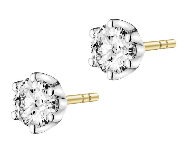 Kolczyki z żółtego i białego złota z brylantami laboratoryjnymi - 1,04 ct - próba 585. Białe kolczyki Apart, z brylantem, złote. Za 3,590.00 zł.