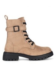 DeeZee Botki WS6111-27 Beżowy. Brązowe botki DeeZee, bez wzorów, z materiału, bez obcasa, na płaskiej podeszwie, bez zapięcia. Za 179.99 zł.