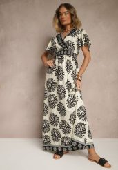 Beżowo-Czarna Sukienka w Print Boho z Wiskozy Rozkloszowana z Dekoltem V Palarina. Czarne sukienki Renee, na lato, l, bez wzorów, z wiskozy, boho, bez kołnierzyka, bez ramiączek, maxi, rozkloszowane. Za 74.99 zł.