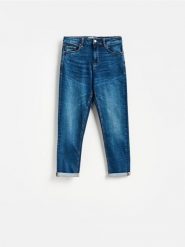 Jeansy Boyfriend - granatowy. Niebieskie jeansy Reserved, bez wzorów. Za 129.99 zł.