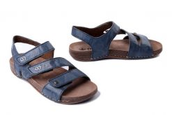 RIEKER 61402-12 blue, sandały damskie. Niebieskie sandały Rieker, bez wzorów, bez obcasa, bez zapięcia. Za 329.90 zł.