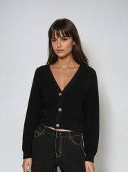 Monki Kardigan w kolorze czarnym rozmiar: XXS. Czarne kardigany Monki, xxs, bez wzorów, z bawełny. Za 39.03 zł.