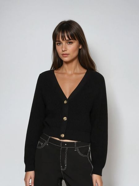 Monki Kardigan w kolorze czarnym rozmiar: XXS. Czarne kardigany Monki, xxs, bez wzorów, z bawełny. Za 39.03 zł.