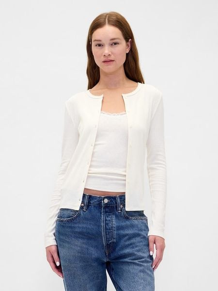 GAP Kardigan w kolorze kremowym rozmiar: XXS. Brązowe kardigany GAP, xxs, bez wzorów, prążkowane. Za 64.95 zł.