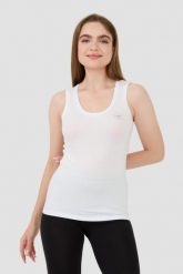 EMPORIO ARMANI Biały damski top, Rozmiar S. Białe topy Emporio Armani, s, bez wzorów, bez kołnierzyka, bez ramiączek. W wyprzedaży za 169.99 zł.