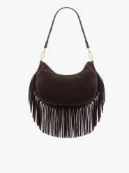 Brązowa torebka boho z frędzlami. Brązowe torebki klasyczne Brawo sp. z o.o., bez wzorów, ze skóry, bez dodatków. Za 249.99 zł.