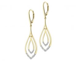 Kolczyki z żółtego złota z brylantami - 0,10 ct - próba 585. Żółte kolczyki Apart, z brylantem, złote. Za 3,990.00 zł.