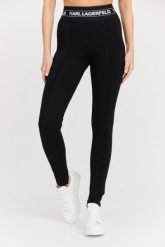 KARL LAGERFELD Czarne damskie legginsy Logo Elastic Punto Leggings, Rozmiar L. Czarne legginsy KARL LAGERFELD, l, bez wzorów, z elastanu. W wyprzedaży za 549.99 zł.
