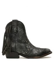 NEW ROCK Kowbojki M-WSTM003-S1 Czarny. Czarne botki NEW ROCK, bez wzorów, ze skóry, bez obcasa, na płaskiej podeszwie, bez zapięcia. Za 1,179.00 zł.