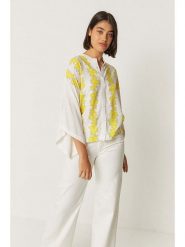 SKFK Bluzka "Doltza" w kolorze biało-żółtym rozmiar: M. Białe bluzki SKFK, m, bez wzorów, z wiskozy, bez kołnierzyka, bez ramiączek. Za 217.99 zł.
