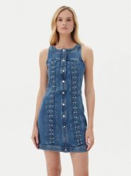 Guess Sukienka 175261 Niebieski Classic Fit. Niebieskie sukienki Guess, xl, z aplikacjami, z bawełny, bez kołnierzyka, bez ramiączek. Za 679.99 zł.