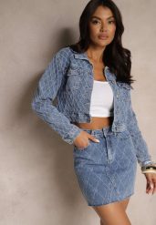 Niebieska Spódnica Jeansowa z Bawełny High Waist Ozdobiona Przetarciami Arionis. Niebieskie spódnice Renee, na co dzień, l, bez wzorów, z bawełny, młodzieżowe, mini. Za 69.99 zł.