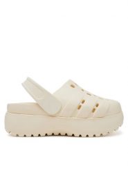 Adidas Sandały adilette Platform JP7159 Beżowy. Brązowe sandały Adidas, bez wzorów, z tworzywa sztucznego, bez obcasa, na płaskiej podeszwie, bez zapięcia. Za 149.99 zł.