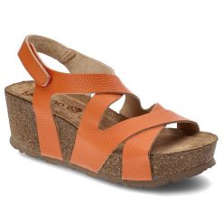 Pomarańczowe Sandały Yokono Stylowe Obuwie Damskie. Brązowe sandały Yokono, bez wzorów, ze skóry, eleganckie, bez obcasa, na koturnie, bez zapięcia. Za 239.00 zł.