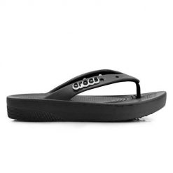 Japonki unisex Crocs Classic Platform. Czarne klapki Crocs, bez wzorów, z materiału, bez obcasa. Za 269.00 zł.