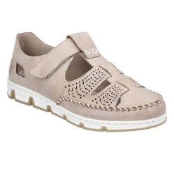 Damskie Skórzane Buty Z Wycięciami. Brązowe trekkingi Rieker, z gumy, trekkingowe. Za 499.99 zł.