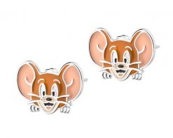 Kolczyki srebrne z emalią - Tom and Jerry, Jerry, Warner Bros. Discovery. Szare kolczyki Apart, srebrne. Za 189.00 zł.