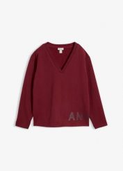 Bluza z elastycznej mieszanki bawełny. Czerwone bluzy bonprix, bez wzorów, z bawełny, bez kaptura. Za 154.99 zł.