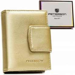 Portfel damski Peterson PTN 42329-F8 złoty. Żółte portfele Peterson, bez wzorów. Za 56.99 zł.
