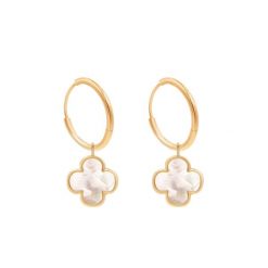 Kolczyki koła 1,1 cm z koniczynami z masy perłowej ze złota próby 585. Żółte kolczyki Lilou, z perłą, złote. Za 2,044.00 zł.