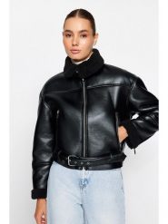 Trendyol Kurtka przejściowa w kolorze czarnym rozmiar: XS. Czarne kurtki Trendyol, xs, bez wzorów, bez kaptura. Za 78.99 zł.