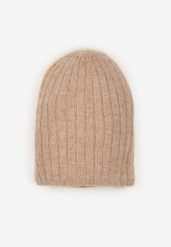 Brązowa Czapka z Wiskozy w Stylu Beanie z Prążkowanego Materiału Enandira. Brązowe czapki Renee, bez wzorów, prążkowane. Za 34.99 zł.