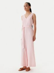 United Colors Of Benetton Kombinezon 4AGHDT00E Różowy Wide Leg. Czerwone sukienki United Colors of Benetton, s, bez wzorów, ze lnu, bez kołnierzyka, bez ramiączek. Za 339.99 zł.