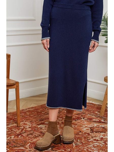 Joséfine Spódnica "Ineska" w kolorze granatowym rozmiar: L. Niebieskie spódnice Joséfine, l, bez wzorów, z kaszmiru, maxi. Za 134.53 zł.