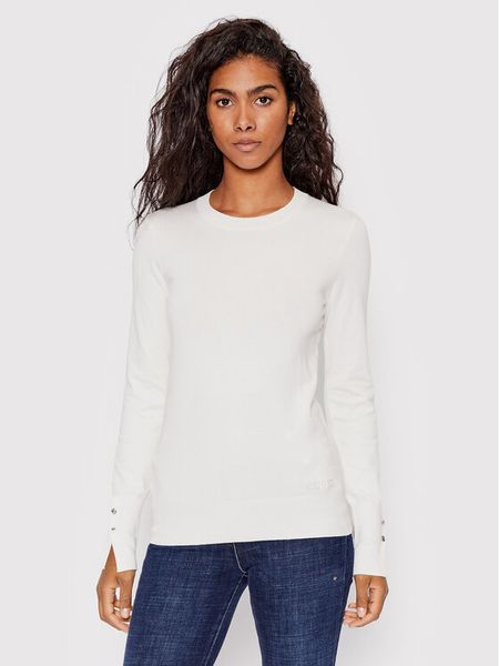 Guess Sweter Elinor W2YR30 Z2V62 Biały Regular Fit. Białe swetry Guess, xl, z aplikacjami, z wiskozy, bez ramiączek. Za 189.99 zł.