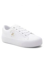 Beverly Hills Polo Club Sneakersy BHPC040W Biały. Białe trampki Beverly Hills Polo Club, bez wzorów, ze skóry, bez zapięcia. Za 179.99 zł.