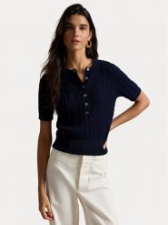 Polo Ralph Lauren Bluzka 211B17746002 Granatowy Regular Fit. Niebieskie bluzki Polo Ralph Lauren, l, bez wzorów, z bawełny, bez kołnierzyka, bez ramiączek. Za 989.99 zł.