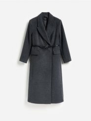 Płaszcz z dodatkiem wełny - ciemnoszary. Szare płaszcze Reserved, l, bez wzorów, z tkaniny, bez kaptura. Za 379.99 zł.