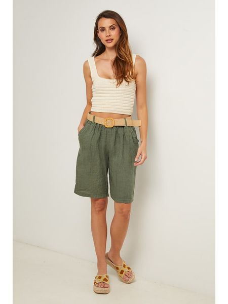 Lin Passion Lniane bermudy w kolorze khaki rozmiar: 36/38. Brązowe szorty Lin Passion, bez wzorów, ze lnu. Za 144.95 zł.