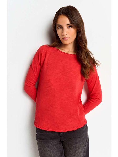 Rich & Royal Koszulka w kolorze czerwonym rozmiar: S. Czerwone bluzki Rich & Royal, s, bez wzorów, z bawełny, bez kołnierzyka, bez ramiączek. Za 78.10 zł.