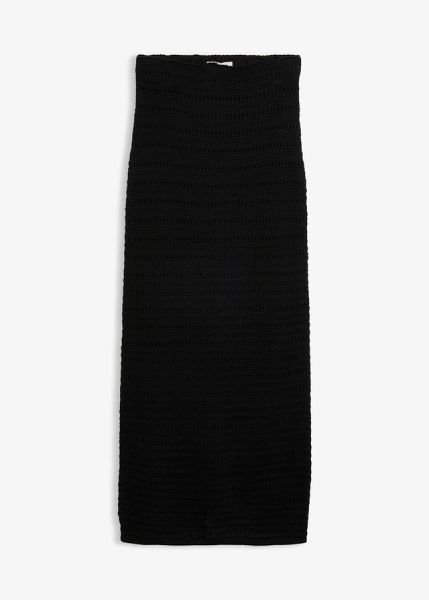 Długa spódnica dzianinowa. Czarne spódnice bonprix, bez wzorów, z dzianiny, maxi. Za 37.99 zł.