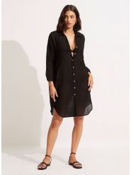Seafolly Sukienka w kolorze czarnym rozmiar: M/L. Czarne sukienki Seafolly, l, bez wzorów, z bawełny, bez kołnierzyka, bez ramiączek, midi. Za 166.49 zł.