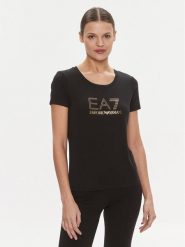 EA7 Emporio Armani T-Shirt 8NTT67 TJDQZ 1200 Czarny Skinny Fit. Czarne t-shirty EA7 Emporio Armani, xs, bez wzorów, z bawełny, bez kołnierzyka, bez ramiączek. Za 279.99 zł.