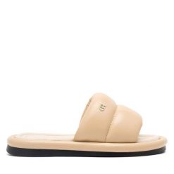 Klapki GINO ROSSI. Brązowe klapki Gino Rossi, bez wzorów, bez obcasa. Za 369.99 zł.