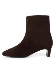 Loft37 Skórzane botki w kolorze brązowym rozmiar: 39. Brązowe botki loft37, bez wzorów, z okrągłym noskiem, bez obcasa, na szpilce, bez zapięcia. Za 521.99 zł.