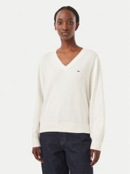 Tommy Jeans Sweter Essential DW0DW23362 Biały Regular Fit. Białe swetry Tommy Jeans, m, bez wzorów, z bawełny, bez ramiączek. Za 369.99 zł.