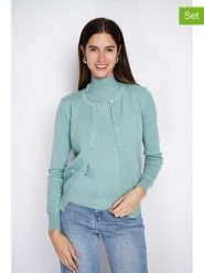 William de Faye 2-częściowy zestaw w kolorze turkusowym rozmiar: 38. Niebieskie golfy William de Faye, bez wzorów, z kaszmiru, bez ramiączek. Za 173.99 zł.