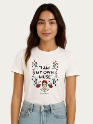 WOOOP Koszulka "Frida Kahlo Muse" w kolorze białym rozmiar: M. Białe bluzki Wooop, m, bez wzorów, z bawełny, bez kołnierzyka, bez ramiączek. Za 56.99 zł.