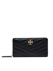 Tory Burch Duży Portfel Damski 90348 Czarny. Czarne portfele Tory Burch, bez wzorów, ze skóry. Za 769.99 zł.