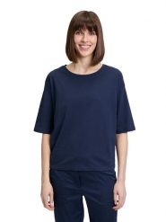 BETTY & CO Koszulka w kolorze granatowym rozmiar: M. Niebieskie bluzki Betty & Co, m, bez wzorów, z bawełny, bez kołnierzyka, bez ramiączek. Za 52.42 zł.