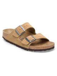 Birkenstock Skórzane klapki "Arizona" w kolorze beżowym rozmiar: 38. Brązowe klapki Birkenstock, bez wzorów, ze skóry, z otwartym noskiem, bez obcasa. Za 291.25 zł.