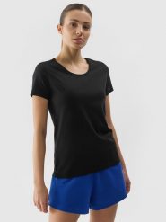4F T-shirt regular gładki damski - czarny S. Czarne t-shirty 4f, s, bez wzorów, z bawełny, bez kołnierzyka, bez ramiączek. W wyprzedaży za 19.99 zł.